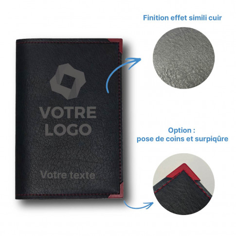 Porte-carte grise 2 volets en simili-cuir personnalisé