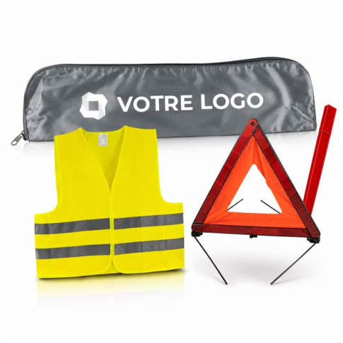 Kit triangle et gilet avec housse et velcro - Personnalisable