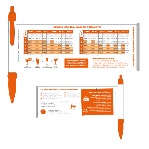 Stylo déroulant "Calcul du taux d'alcoolémie" – personnalisable
