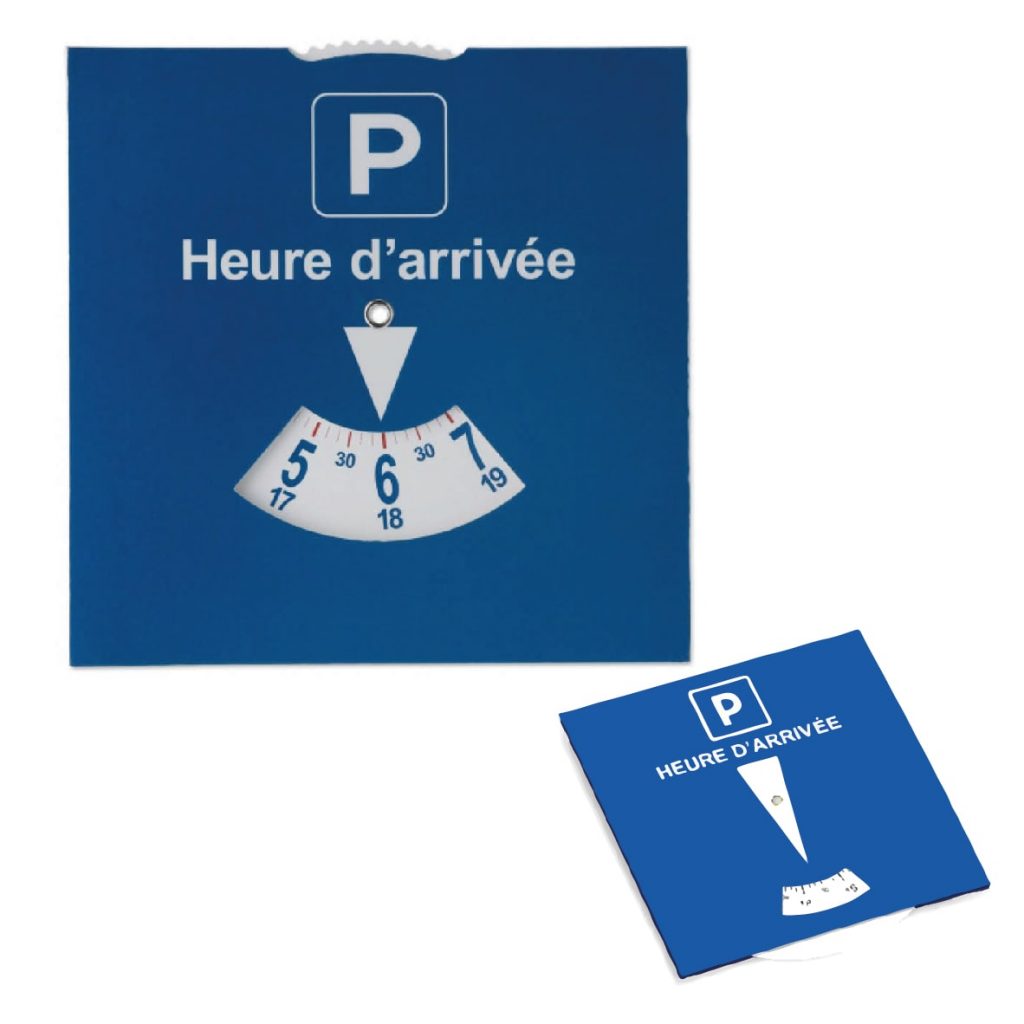 Disque de stationnement zone bleue avec horloge automatique