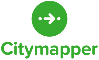 logo Citymapper - flèche verte - itinéraire piéton