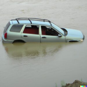 Voiture bloqué dans l'eau