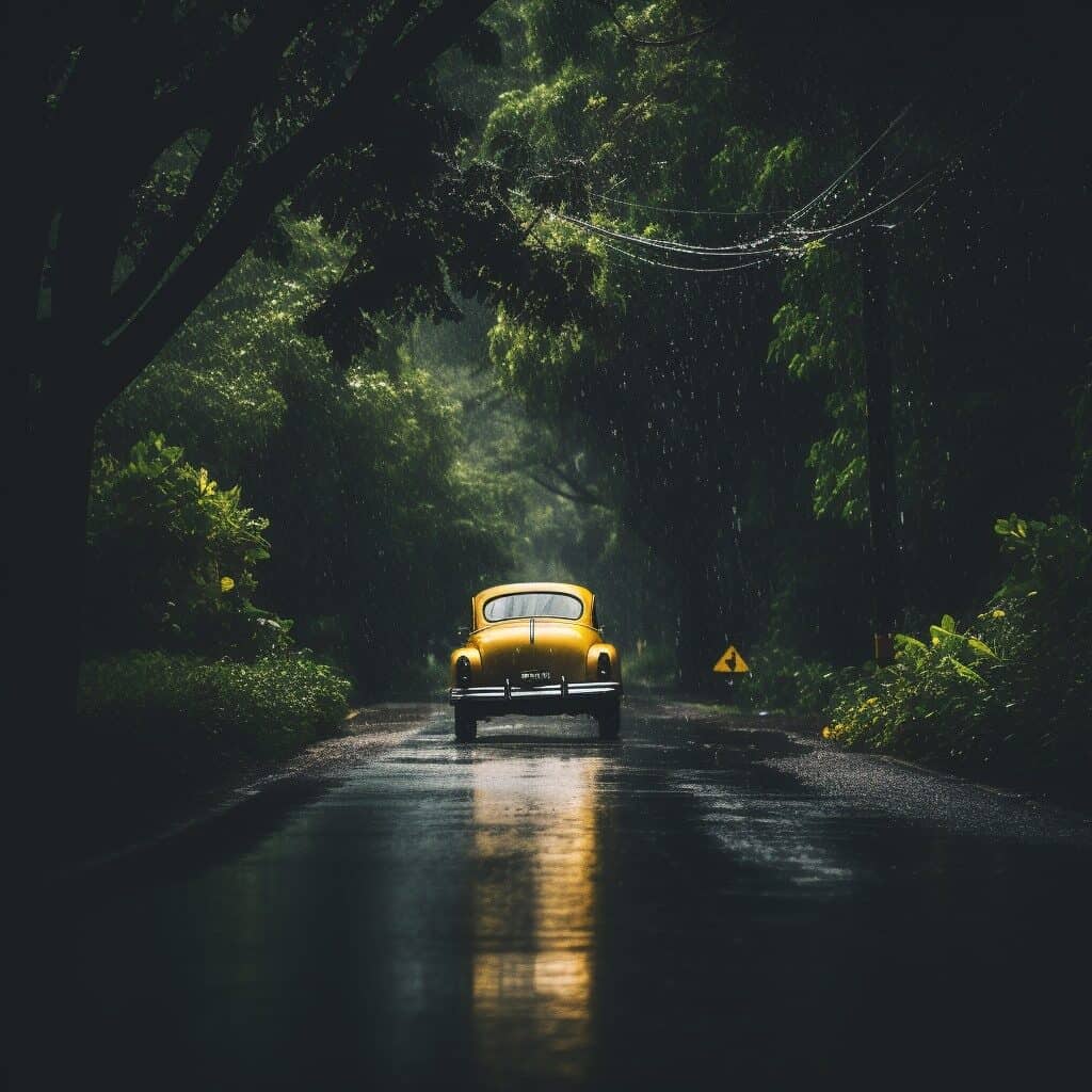 Voiture sur un verglas d'été