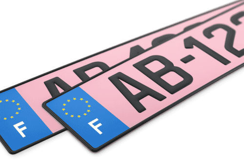 plaque d immatriculation rose